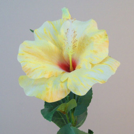Artificial Hibiscus Flower and Bud Yellow 62cm Artificial Flowers
